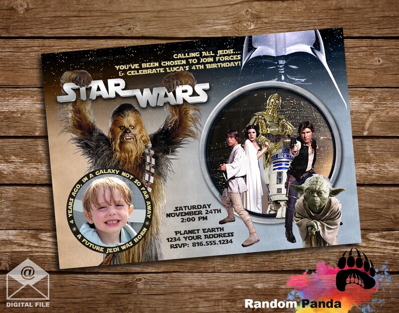 Digital Delivery, Star Wars Invitation, Chewbacca Skywalker Birthday Invite image 1