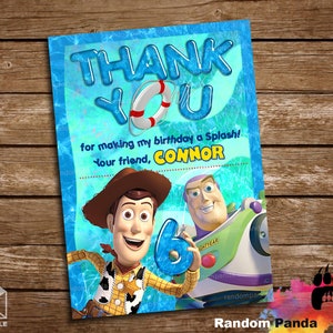 Digital Delivery, Toy Story Thank You Card, Pool Party, Buzz Lightyear Thanks Note
