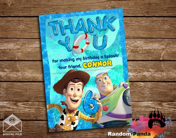 Digital Delivery, Toy Story Thank You Card, Pool Party, Buzz Lightyear Thanks Note Il_570xn