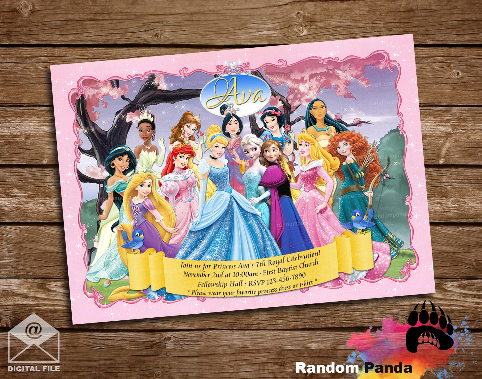 Digital Delivery Disney Princess Party Invitation All the - Etsy
