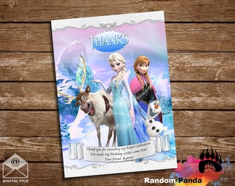 Digital Delivery, Frozen Thank You Card, Frozen Princess Party, Elsa Thank You Note, Olaf Thank You