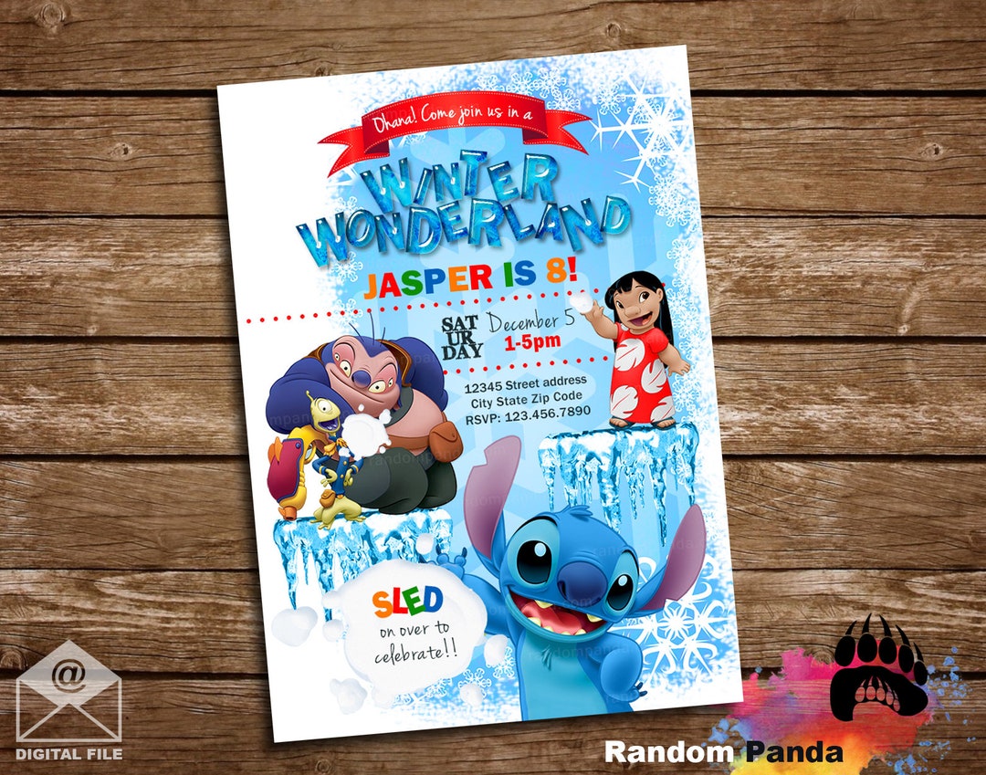 Digital Delivery, Lilo and Stitch Winter Wonderland Invitation, Lilo