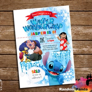 Digital Delivery, Lilo and Stitch Winter Wonderland invitation, Lilo & Stitch Party in Snow Invite