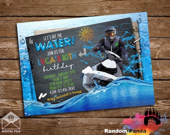 Digital Delivery, Jet Ski invitation, Lake Party, Jet Ski on the Ocean Birthday Invite