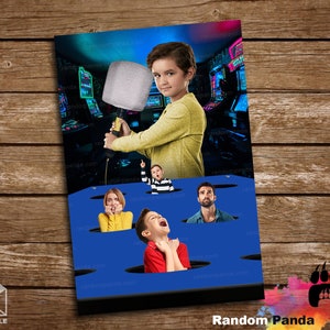 Retrato familiar divertido de entrega digital, póster de Whack a Family