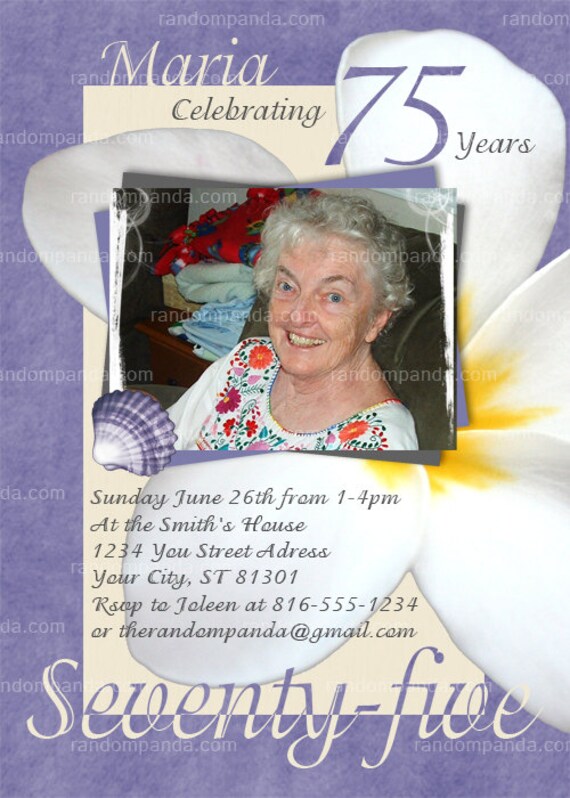 MILESTONE Plumeria Flower Hawaiian Purple Party Invitation Il_570xn