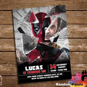 DIGITAL FILE, Deadpool and Wolverine Invitation, Superhero Bday Party, Deadpool Birthday Invite