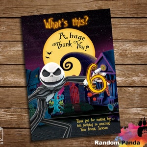 Consegna digitale, biglietto di ringraziamento Nightmare Before Christmas, festa di Halloween, nota di ringraziamento a Jack Skellington
