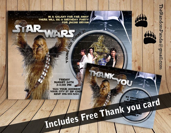 Star Wars Invitation, Chewbacca Party, Star Wars Birthday Invite Il_570xn