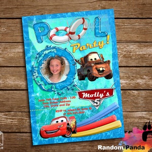 DIGITALE DATEI, personalisieren Autos Pool Party Einladung, Autos Splash Party, Lightning McQueen Invite