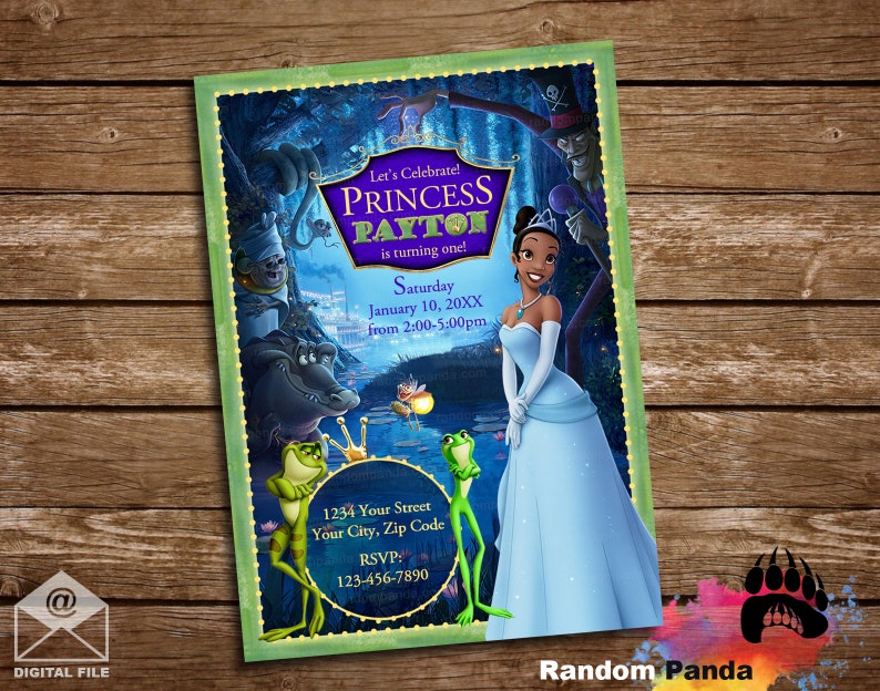 Digital Delivery, Princess and the Frog Birthday Party Invitation image 1