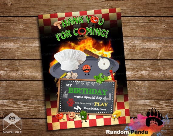 Digital Delivery, Pizza Party Thank you Card, Pizza Pan Thank you Note Il_570xn