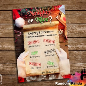 Digital Delivery  Funny Christmas Card, Naughty or Nice Holiday Greeting Card