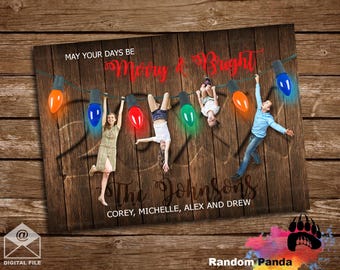 Digital Delivery Funny Christmas Card, Hanging from Xmas Lights Holiday Card