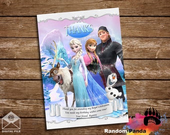 Digital Delivery, Frozen Thank You Card, Frozen Princess Party, Elsa Thank You Note, Kristoff Olaf Thank You
