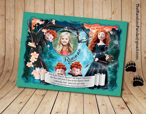 Digital Delivery, Personalize Princess Merida Invitation, Disney Princess Party, Brave Birthday Invite Il_570xn