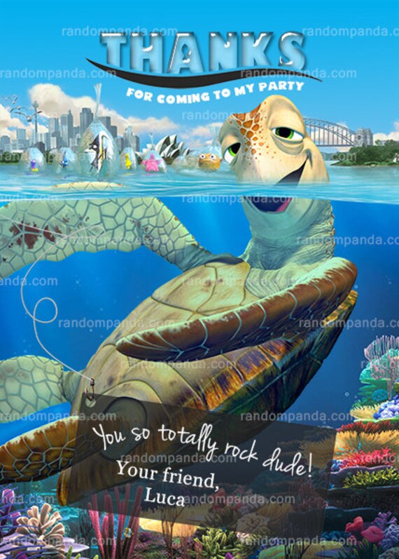 Finding Nemo Thank You Card, Sea Turtle Party, Finding Nemo Thanks Note Il_570xn