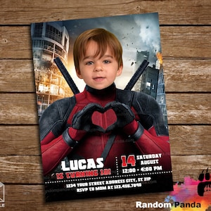 FICHIER NUMÉRIQUE, personnalisation d&#39;Invitation Deadpool drôle, fête de super-héros, invitation d&#39;anniversaire Deadpool