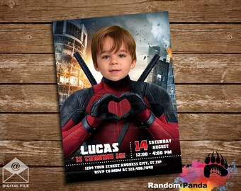 DIGITAL FILE, Personalize Funny Deadpool Invitation, Superhero Party, Deadpool Birthday Invite