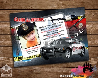 Digital Delivery, Funny Policeman Party Invitation, Police Officer Birthday Invite