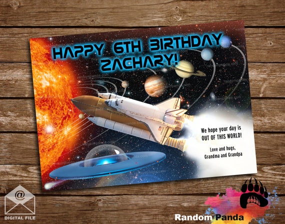 Digital Delivery, Outer Space Astronaut Birthday Card Il_570xn