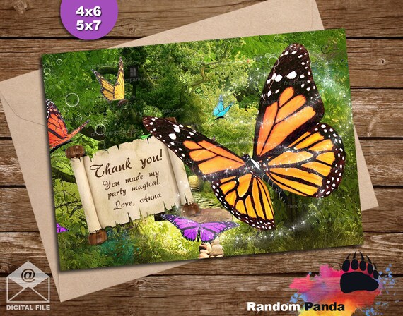 Digital Delivery, Butterfly Thank You Card, Butterfly Princess Party, Butterflies Birthday Thanks Note Il_570xn