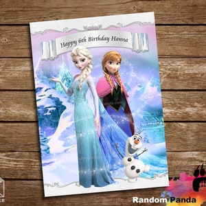 DIGITAL FILE, Frozen Bday Party Poster, Princess Elsa, Anna and Olaf Birthday Banner Backdrop