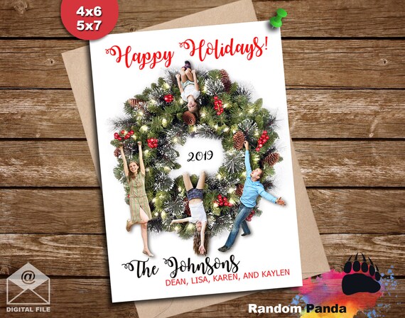 Digital Delivery Personalize Funny Hanging from Christmas Wreath, Xmas Wreath Holiday Card Il_570xn
