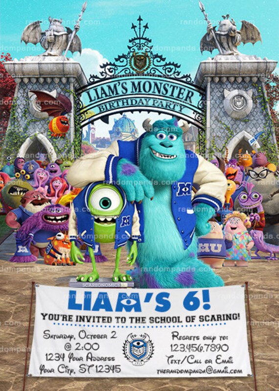 Digital Delivery, Monsters University Invitation, Monsters Inc Party, Sully Birthday Invite Il_570xn