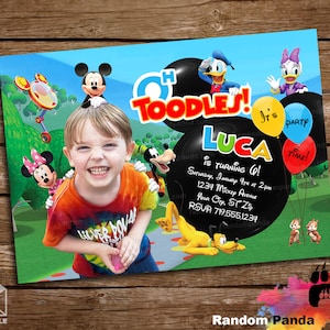 Digital Delivery, Funny Mickey Mouse Invitation, Chip and Dale Minnie Mouse Pluto Goofy Daisy Daffy Duck Party Invite