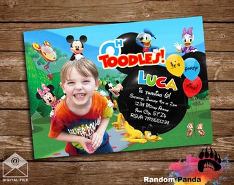 Digitale Lieferung, lustige Mickey Mouse Einladung, Chip und Dale Minnie Maus Pluto Goofy Daisy Daffy Duck Party einladen