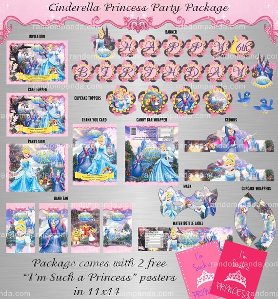 Digital Delivery, Cinderella Birthday Package, Cinderella Princess Party Bundle Il_570xn