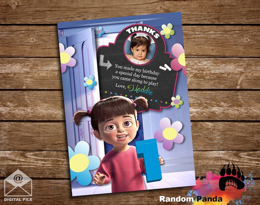 Digital Delivery, Monsters Inc Boo Thank You Card, Baby Boo Birthday ...