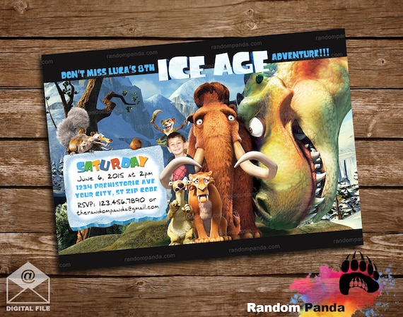Digital Delivery, Funny Ice Age Invitation, Jurassic Dinosaur Party, Ice Age Invite Il_570xn