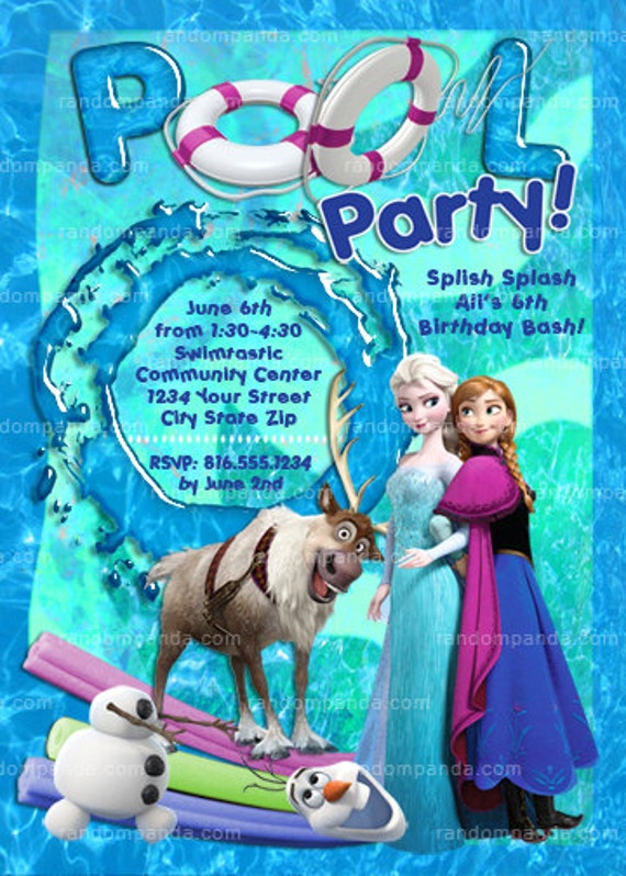 Frozen invitation, Frozen Swimming Invite, Frozen Pool Party Il_570xn