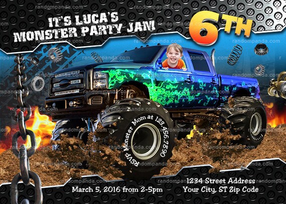Personalize Monster Truck invitation, Monster Trucks Birthday Party Invite Il_570xn