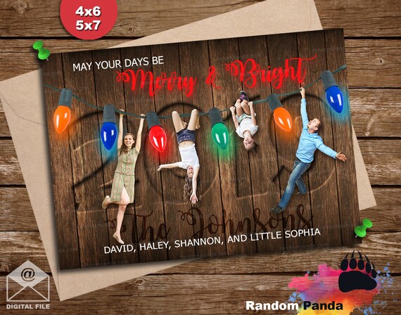 Digital Delivery Funny Christmas Card, Hanging from Xmas Lights Holiday Card Il_570xn