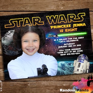 FILE DIGITALE, Invito divertente della Principessa Leia, Invito alla festa di compleanno di Star Wars