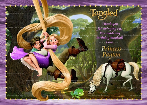 Digital Delivery, Tangled Thank you Card, Rapunzel Birthday Party, Tangled Thank you Note Il_570xn
