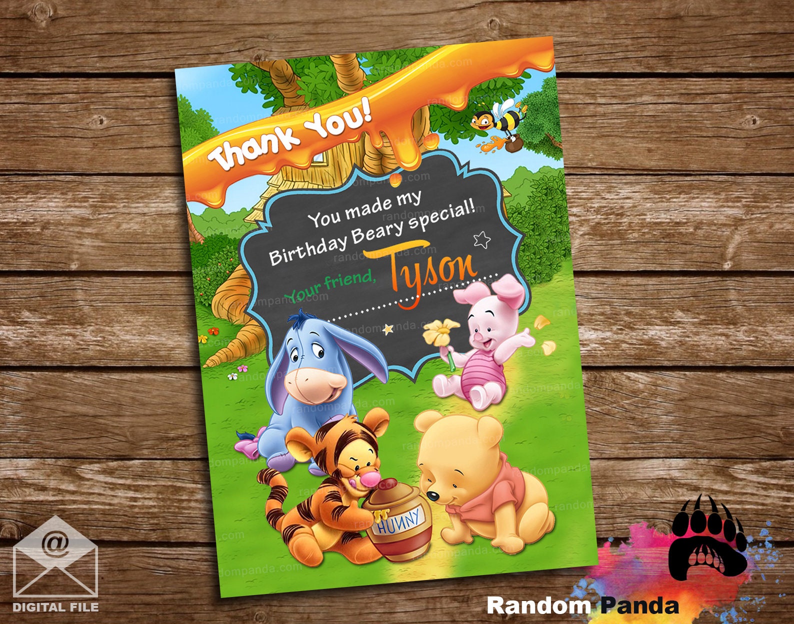 Digital Delivery Winnie and the Pooh Baby Thank You Card Etsy