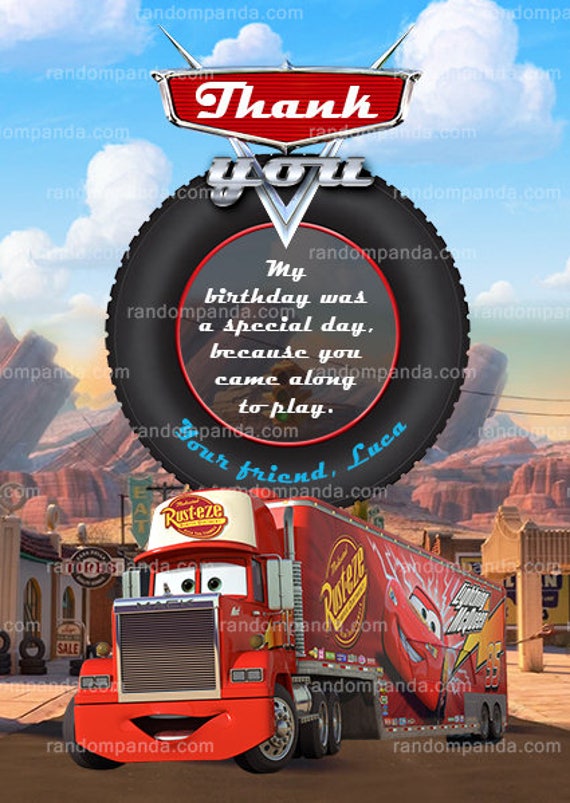 Cars Thank You Card, Mack Truck Thanks, Disney Cars Thank You Note Il_570xn