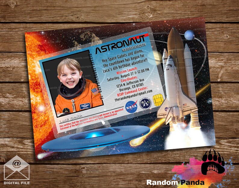 Digital Delivery, Out Of This World Party, Astronaut Invitation, Nasa Invite image 1