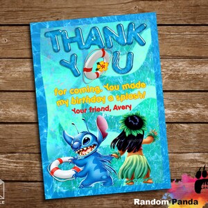 Livraison numérique, carte de remerciement Lilo et Stitch, note de remerciement Lilo et Stitch Pool Party