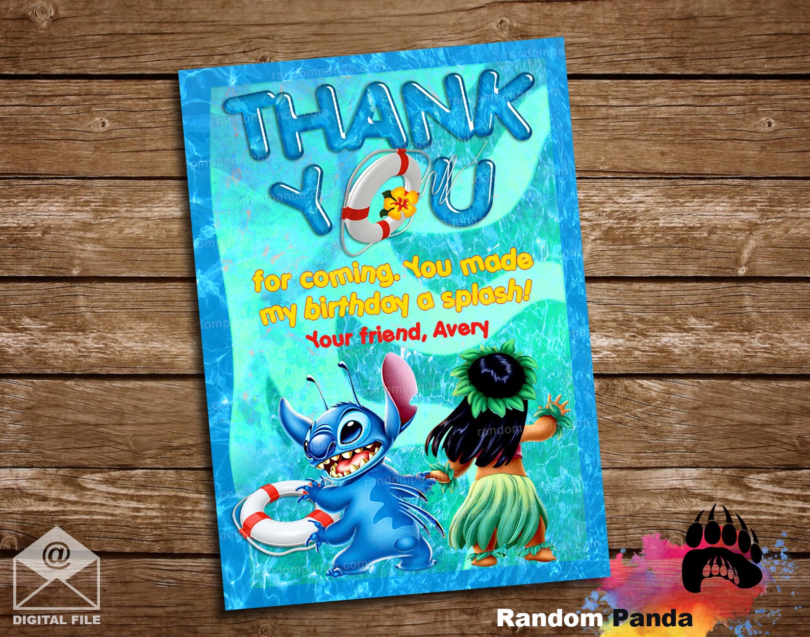 Digital Delivery Lilo and Stitch Thank You Card Lilo and - Etsy