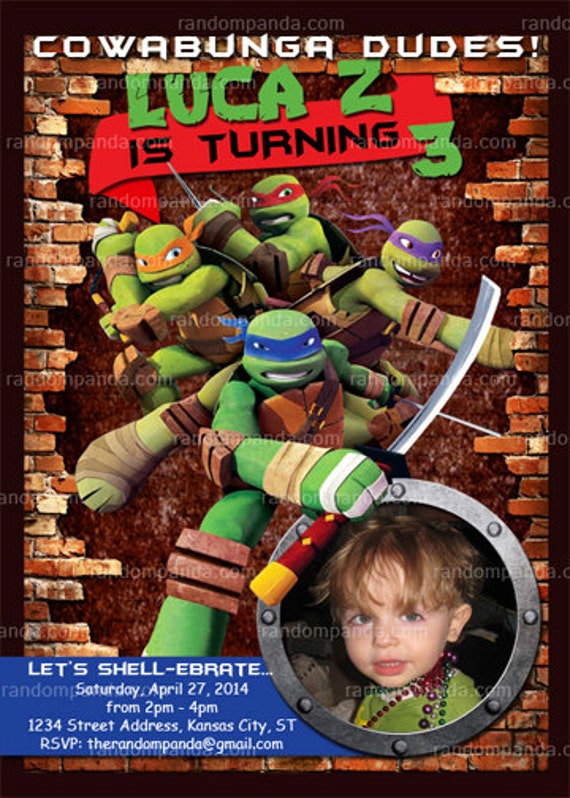 Personalize Teenage Mutant Ninja Turtles Invitation, TMNT Party, TMNT Invite Il_570xn