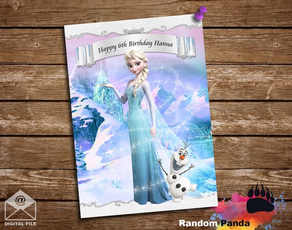 Digital Delivery, Personalize Frozen Poster, Princess Elsa Olaf Backdrop Il_570xn