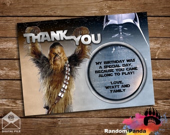 Digital Delivery, Chewbacca Thank you Card, Star Wars Party Thank You Note