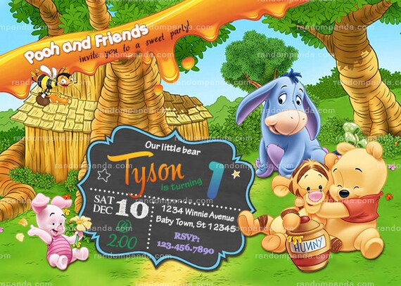 Winnie and the Pooh Baby Invitation, Tigger Birthday Party Invite Il_570xn