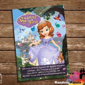 Digital Delivery, Sofia the First Party Invitation, Princess Sofia Birthday Invite