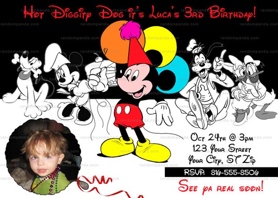 Digital Delivery, Personalize Classic Mickey Mouse Invitation, Mickey Mouse Party invite Il_570xn